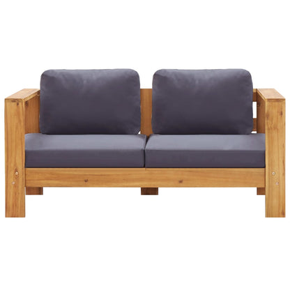 vidaXL Salon de jardin 4 pièces avec coussins Gris Bois d'acacia massif