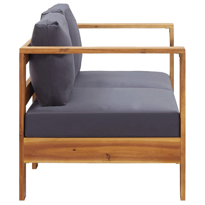 vidaXL Salon de jardin 4 pièces avec coussins Gris Bois d'acacia massif