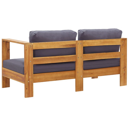 vidaXL Salon de jardin 4 pièces avec coussins Gris Bois d'acacia massif