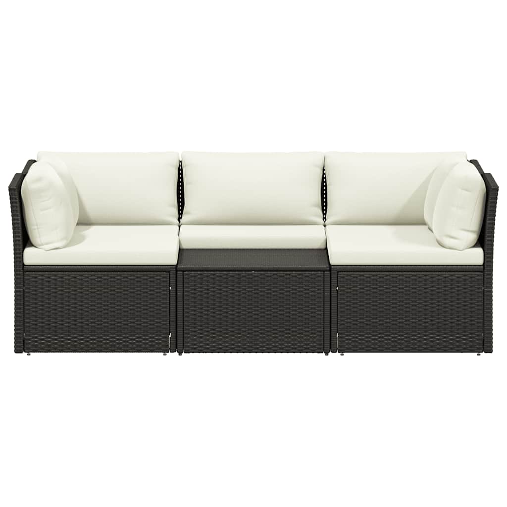 vidaXL Salon de jardin 4 pcs avec coussins résine tressée marron