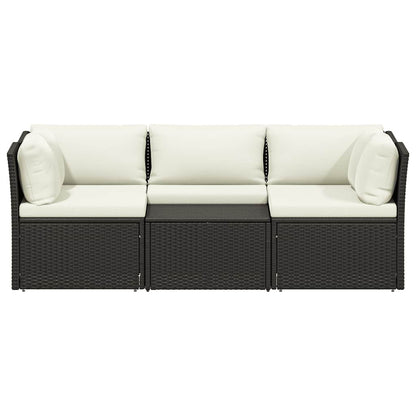 vidaXL Salon de jardin 4 pcs avec coussins résine tressée marron