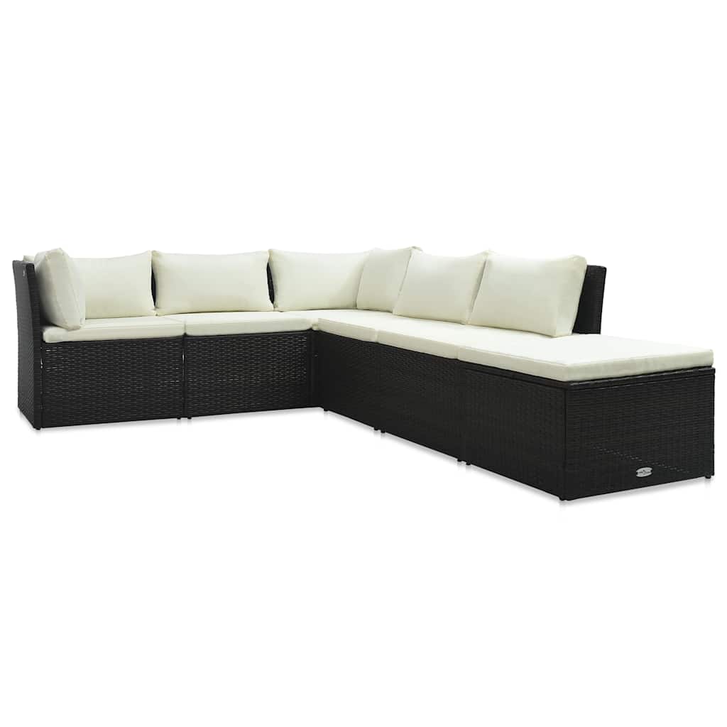 vidaXL Salon de jardin 4 pcs avec coussins résine tressée marron