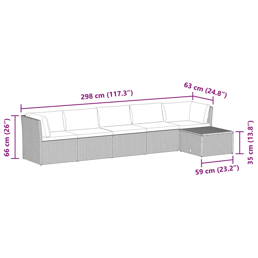 vidaXL Salon de jardin 4 pcs avec coussins résine tressée marron