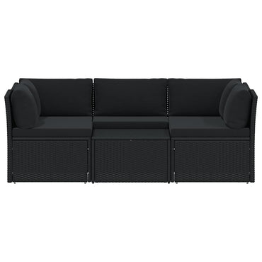 vidaXL Salon de jardin 4 pcs avec coussins résine tressée noir