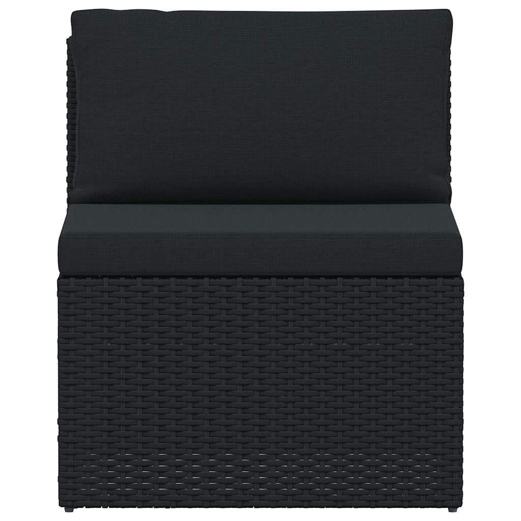 vidaXL Salon de jardin 4 pcs avec coussins résine tressée noir