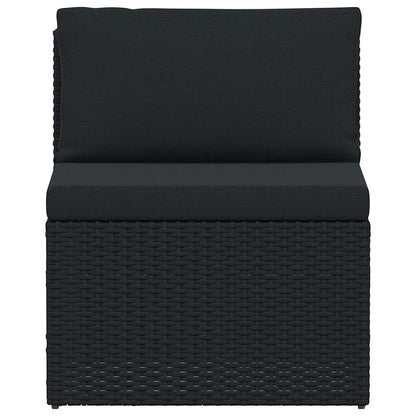 vidaXL Salon de jardin 4 pcs avec coussins résine tressée noir