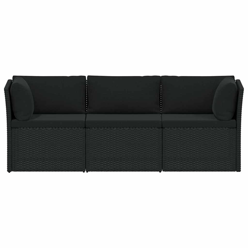 vidaXL Salon de jardin 4 pcs avec coussins résine tressée noir