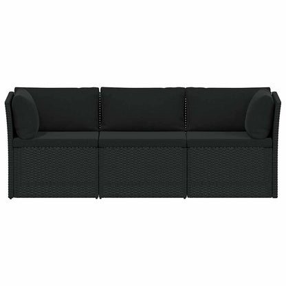 vidaXL Salon de jardin 4 pcs avec coussins résine tressée noir