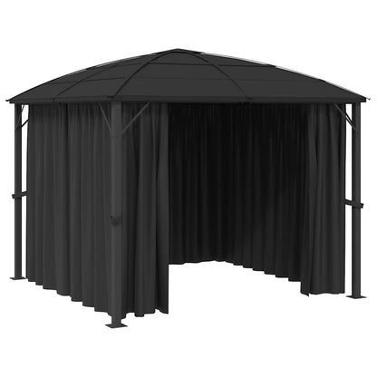 Pavillon mit Vorhängen 300 x 300 x 265 cm Anthrazit