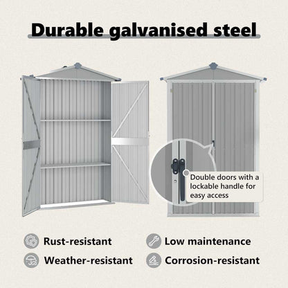Gerätehaus Grau 116x45x175 cm Verzinkter Stahl