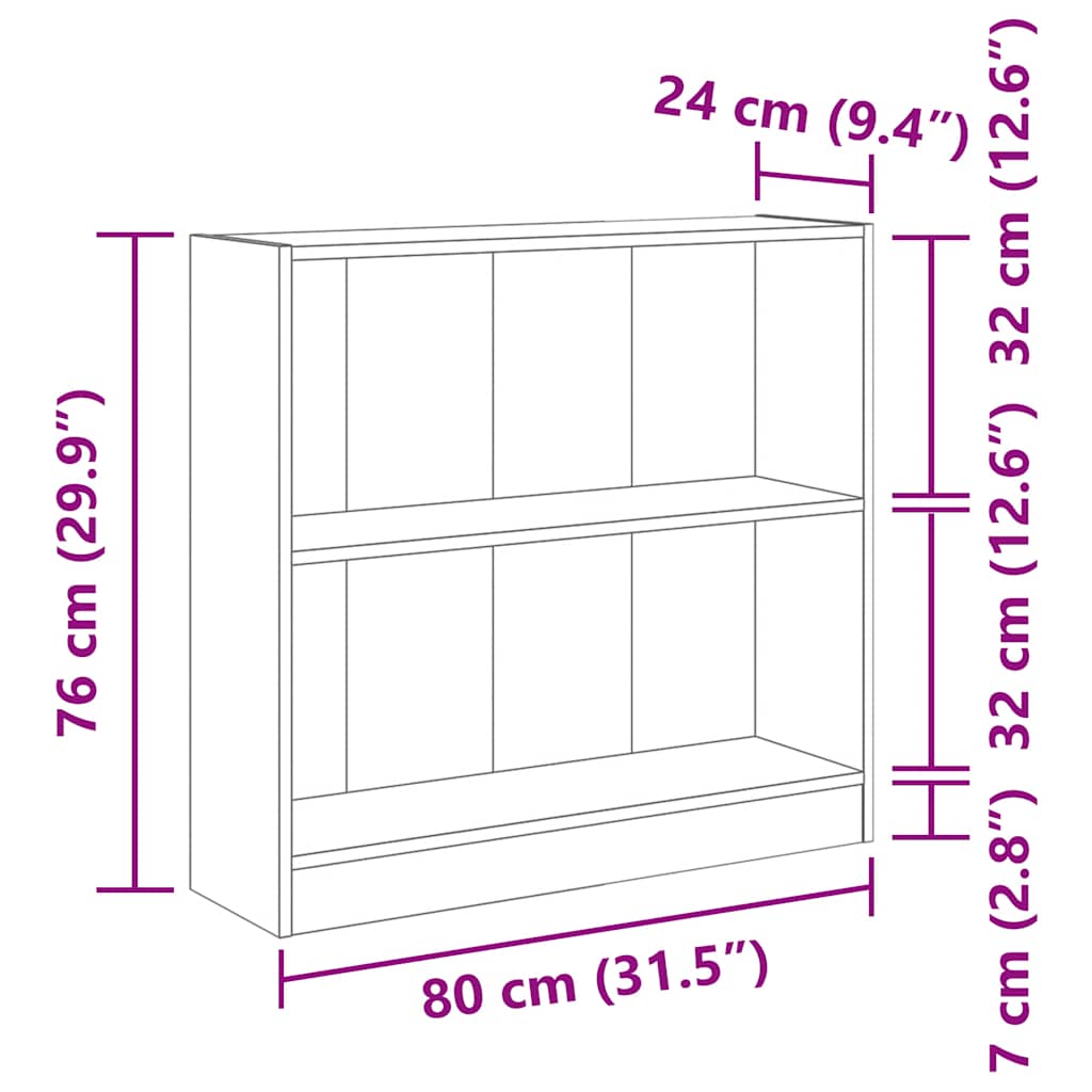 Bücherregal Sonoma-Eiche 80x24x75 cm Holzwerkstoff