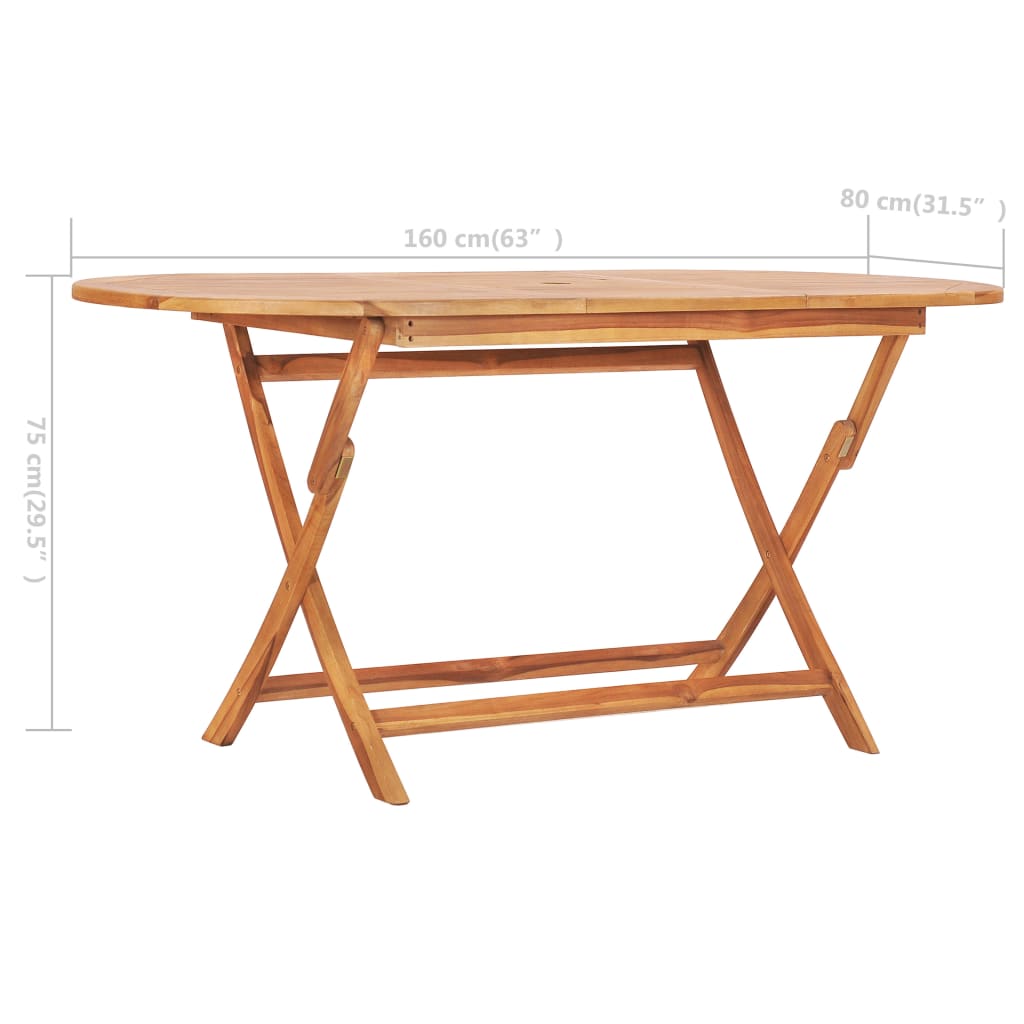 Gartentisch Klappbar 160×80×75 cm Massivholz Teak