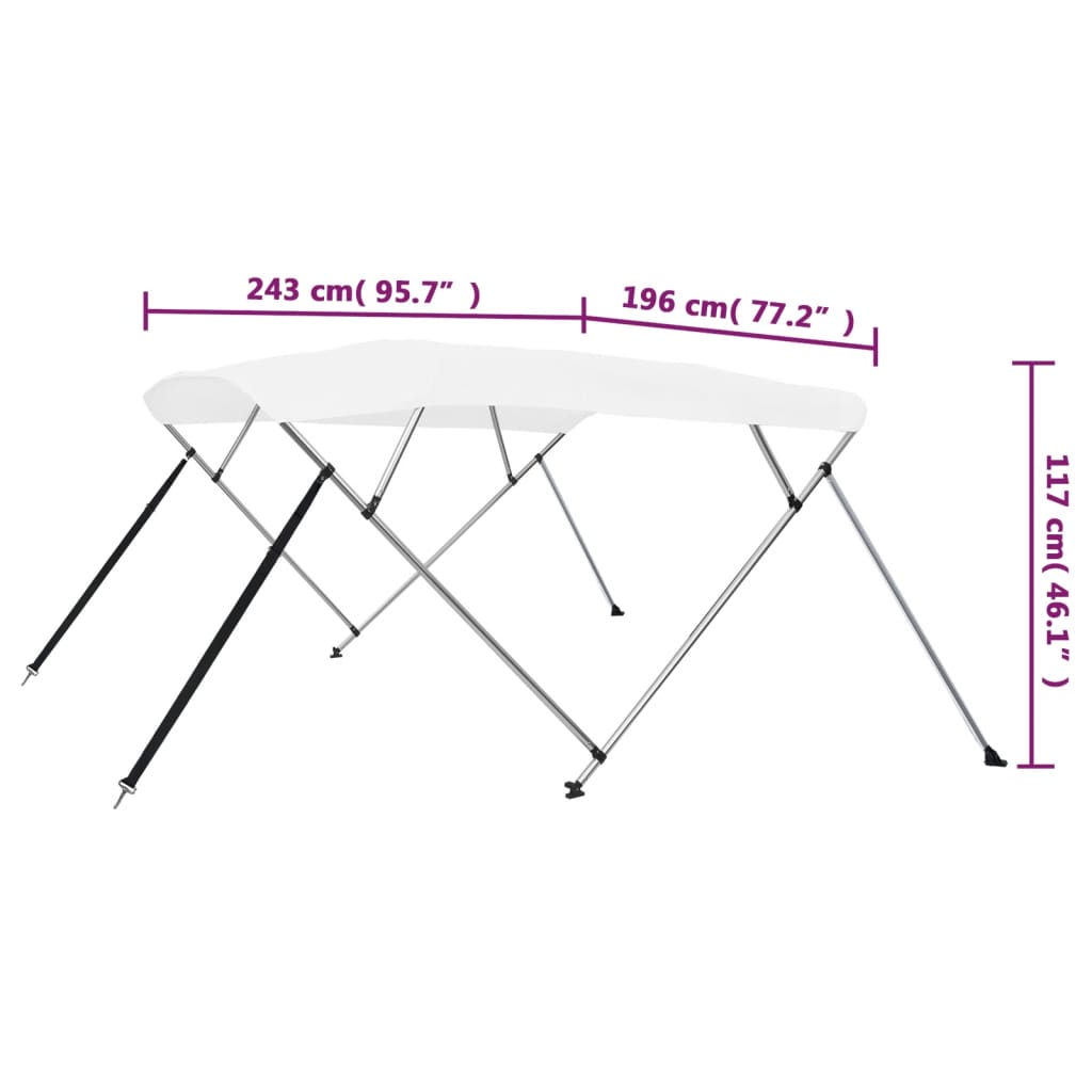 4-Bow Bimini Top Weiß 243x196x137 cm