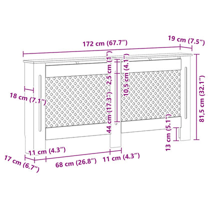 Heizkörperverkleidung 172x19x81,5 cm MDF