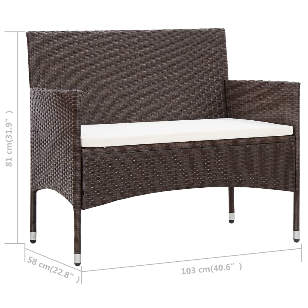 vidaXL 4-tlg. Garten-Lounge-Set mit Auflagen Poly Rattan Braun