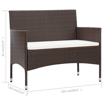 vidaXL 4-tlg. Garten-Lounge-Set mit Auflagen Poly Rattan Braun