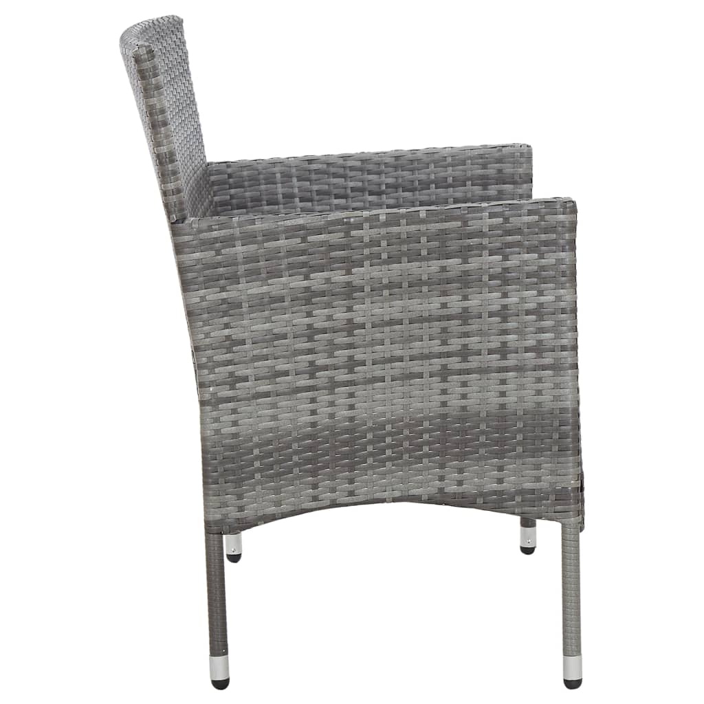 vidaXL 4-tlg. Garten-Lounge-Set mit Auflagen Poly Rattan Grau