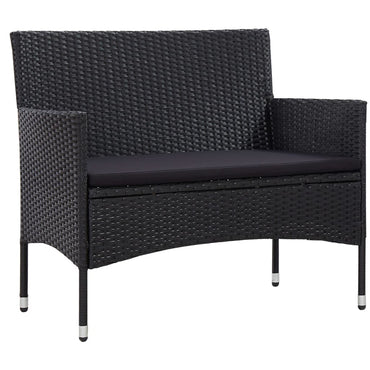 vidaXL Salon de jardin 4 pcs avec coussins résine tressée noir