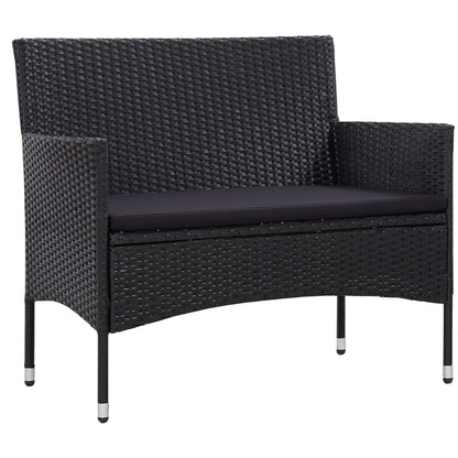 vidaXL Salon de jardin 4 pcs avec coussins résine tressée noir