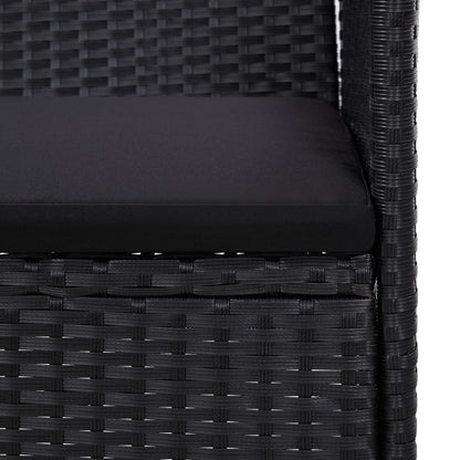 vidaXL Salon de jardin 4 pcs avec coussins résine tressée noir