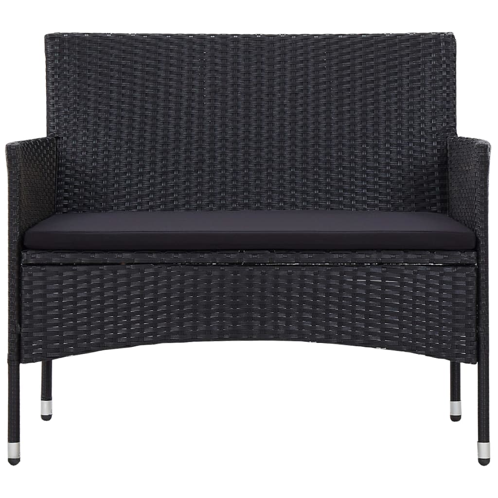 vidaXL Salon de jardin 4 pcs avec coussins résine tressée noir