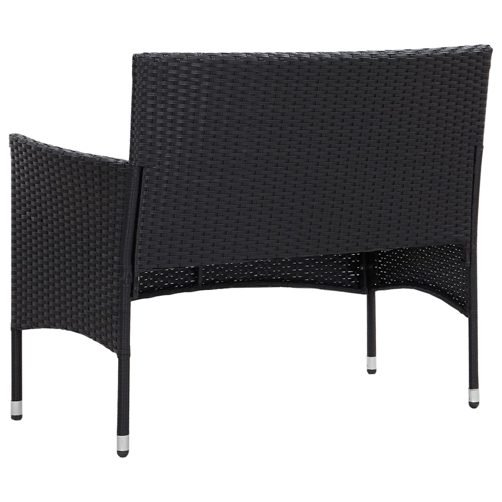 vidaXL Salon de jardin 4 pcs avec coussins résine tressée noir