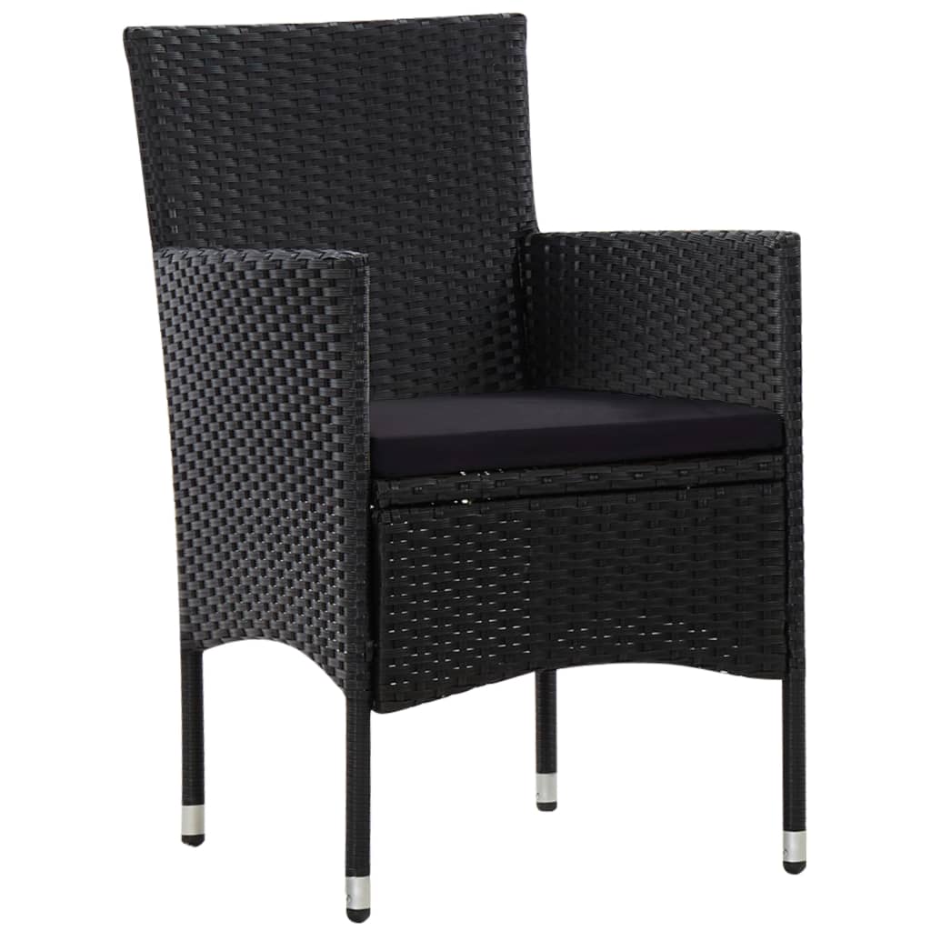 vidaXL Salon de jardin 4 pcs avec coussins résine tressée noir