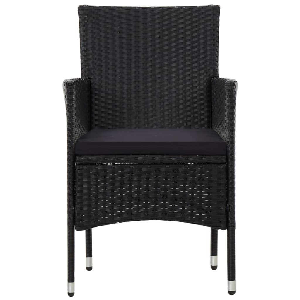 vidaXL Salon de jardin 4 pcs avec coussins résine tressée noir