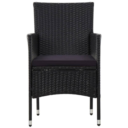 vidaXL Salon de jardin 4 pcs avec coussins résine tressée noir