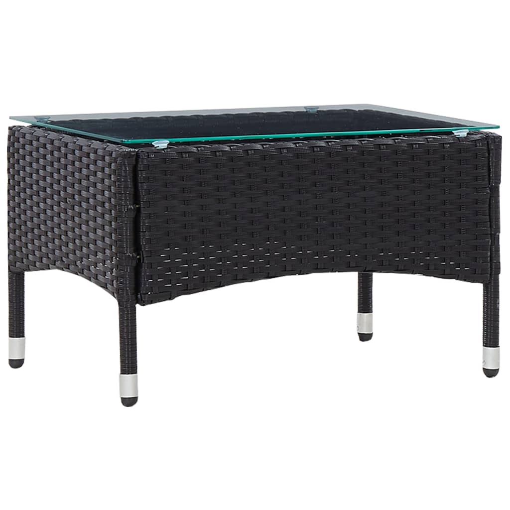 vidaXL Salon de jardin 4 pcs avec coussins résine tressée noir