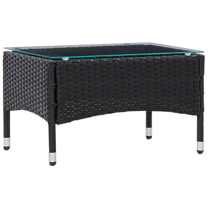 vidaXL Salon de jardin 4 pcs avec coussins résine tressée noir