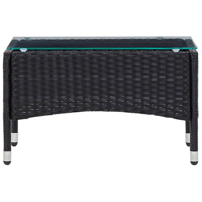 vidaXL Salon de jardin 4 pcs avec coussins résine tressée noir