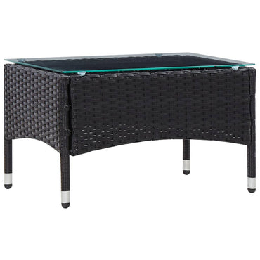 vidaXL Salon de jardin 4 pcs avec coussins résine tressée noir