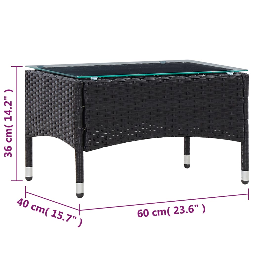 vidaXL 4-tlg. Garten-Lounge-Set mit Auflagen Poly Rattan Schwarz