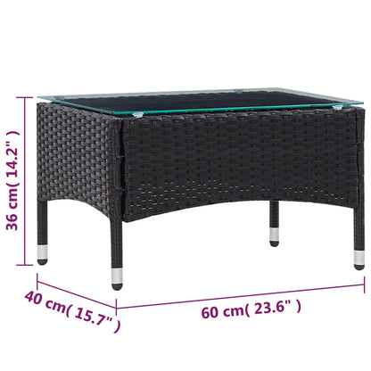 vidaXL 4-tlg. Garten-Lounge-Set mit Auflagen Poly Rattan Schwarz