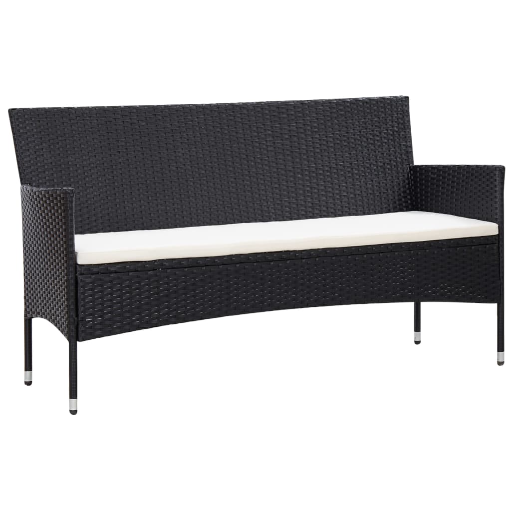 vidaXL 4-tlg. Garten-Lounge-Set mit Auflagen Poly Rattan Schwarz