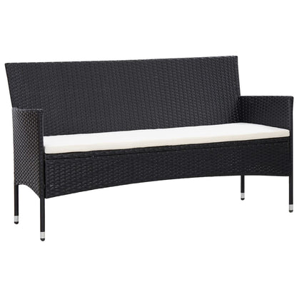 vidaXL 4-tlg. Garten-Lounge-Set mit Auflagen Poly Rattan Schwarz