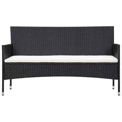 vidaXL 4-tlg. Garten-Lounge-Set mit Auflagen Poly Rattan Schwarz