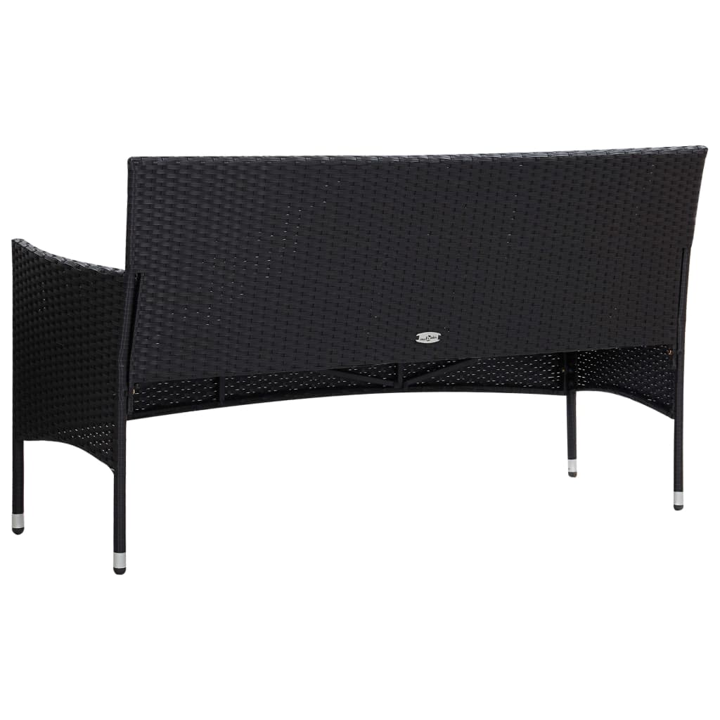 vidaXL 4-tlg. Garten-Lounge-Set mit Auflagen Poly Rattan Schwarz