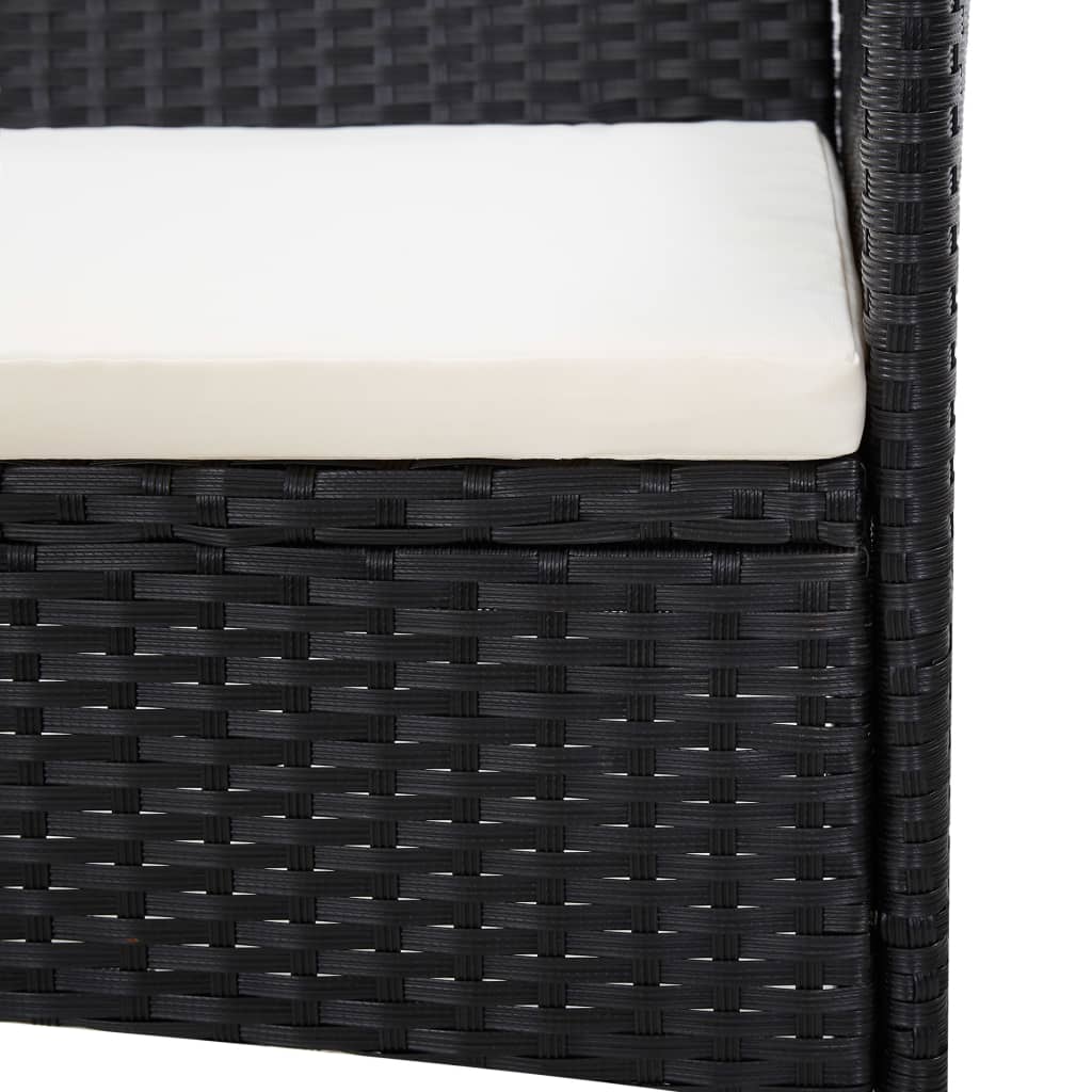 vidaXL 4-tlg. Garten-Lounge-Set mit Auflagen Poly Rattan Schwarz