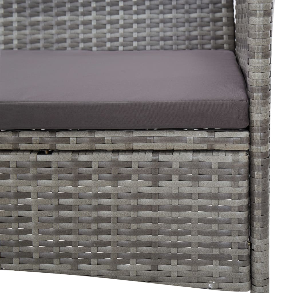 vidaXL 4-tlg. Garten-Lounge-Set mit Auflagen Poly Rattan Grau