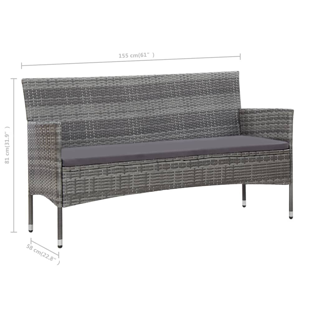 vidaXL 4-tlg. Garten-Lounge-Set mit Auflagen Poly Rattan Grau