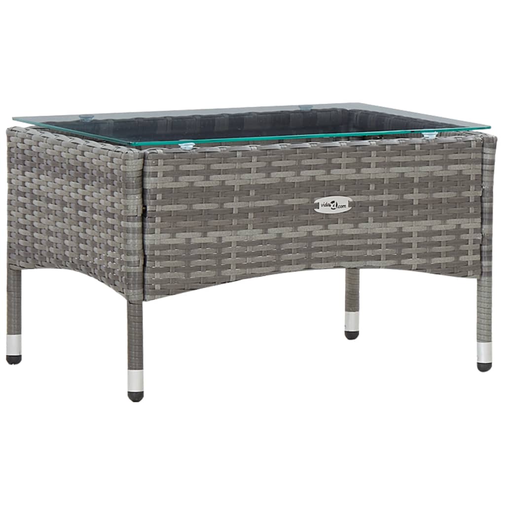 vidaXL 4-tlg. Garten-Lounge-Set mit Auflagen Poly Rattan Grau