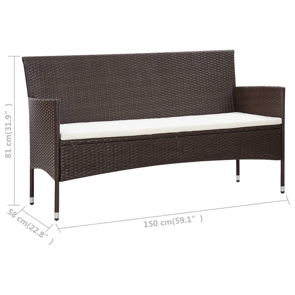 5-tlg. Garten-Lounge-Set mit Auflagen Poly Rattan Braun