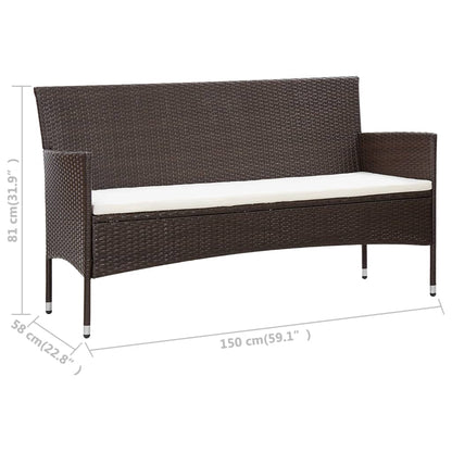5-tlg. Garten-Lounge-Set mit Auflagen Poly Rattan Braun