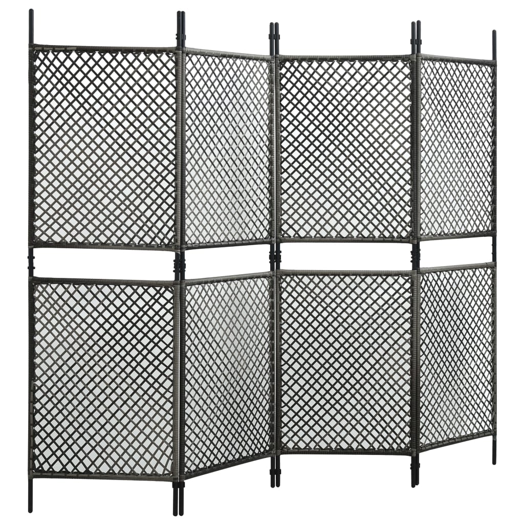 vidaXL 4-tlg. Raumteiler Poly Rattan Anthrazit 240 x 200 cm
