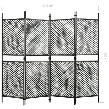 vidaXL 4-tlg. Raumteiler Poly Rattan Anthrazit 240 x 200 cm