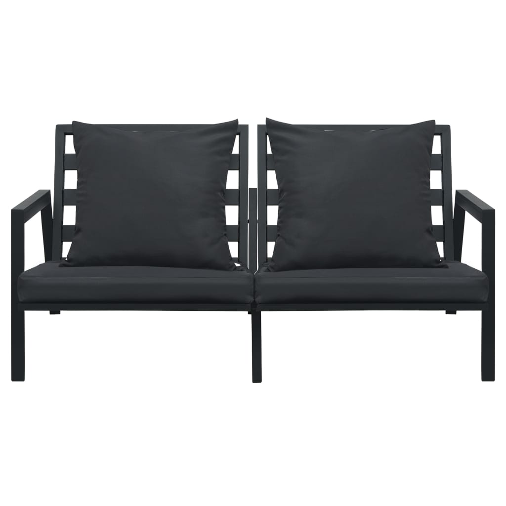 vidaXL Salon de jardin 4 pcs avec coussins Aluminium Gris foncé