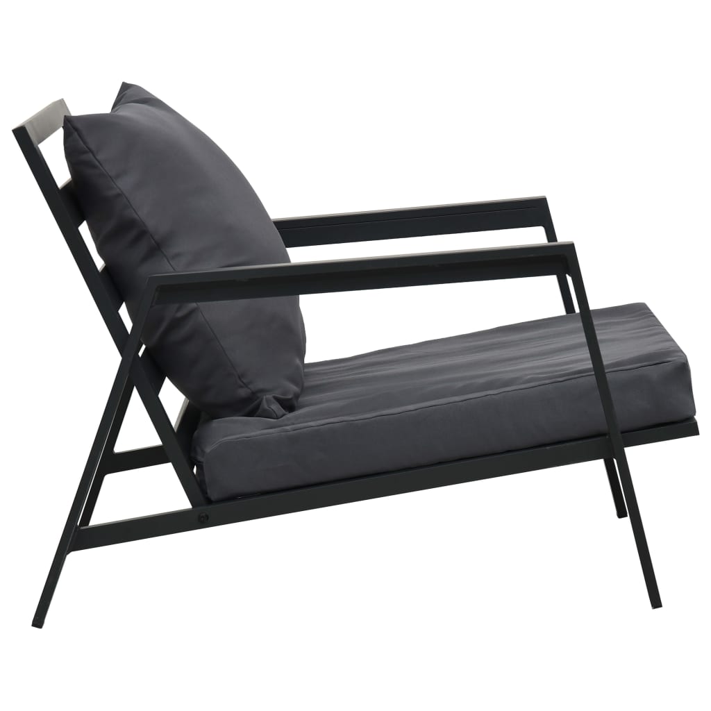 vidaXL Salon de jardin 4 pcs avec coussins Aluminium Gris foncé