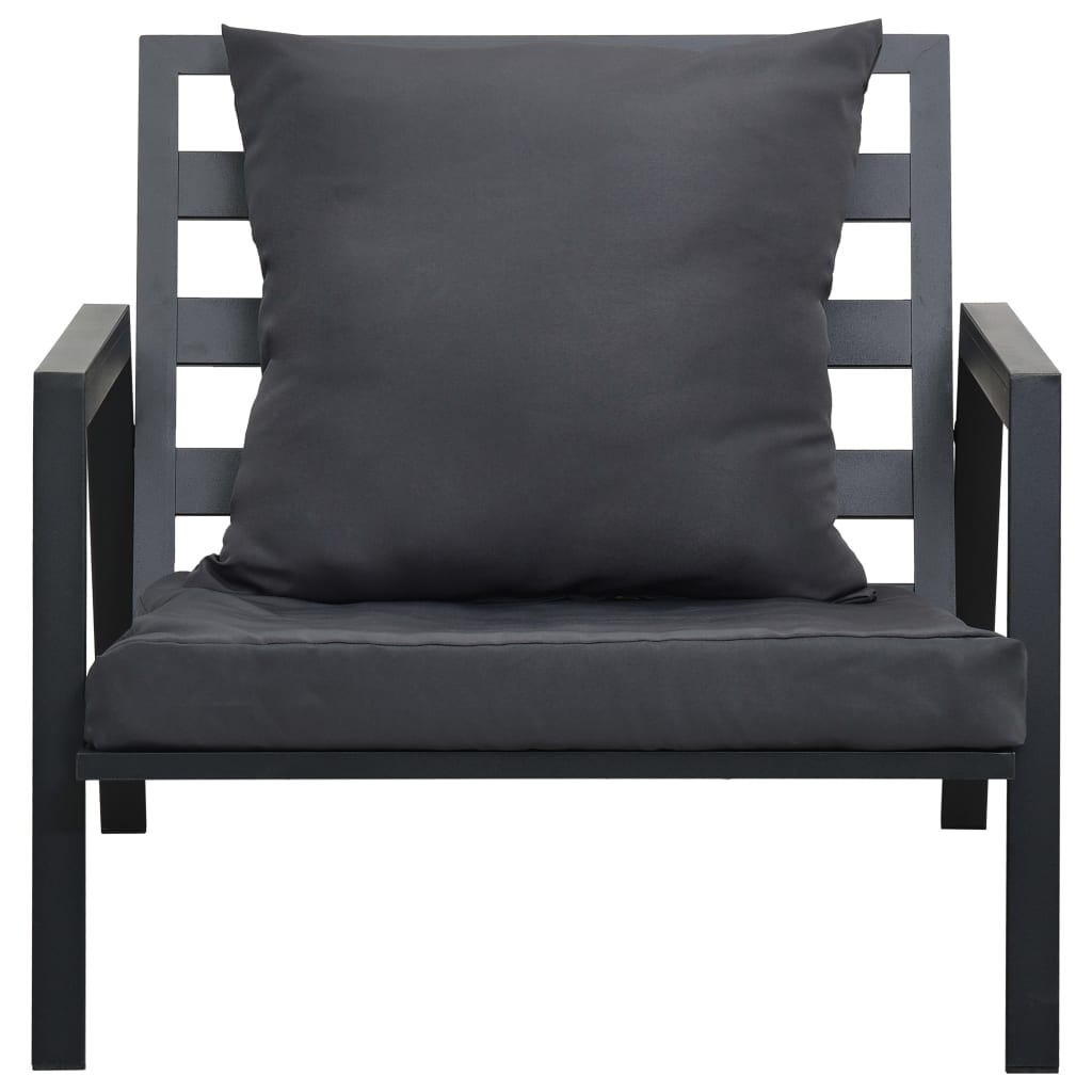 vidaXL Salon de jardin 4 pcs avec coussins Aluminium Gris foncé
